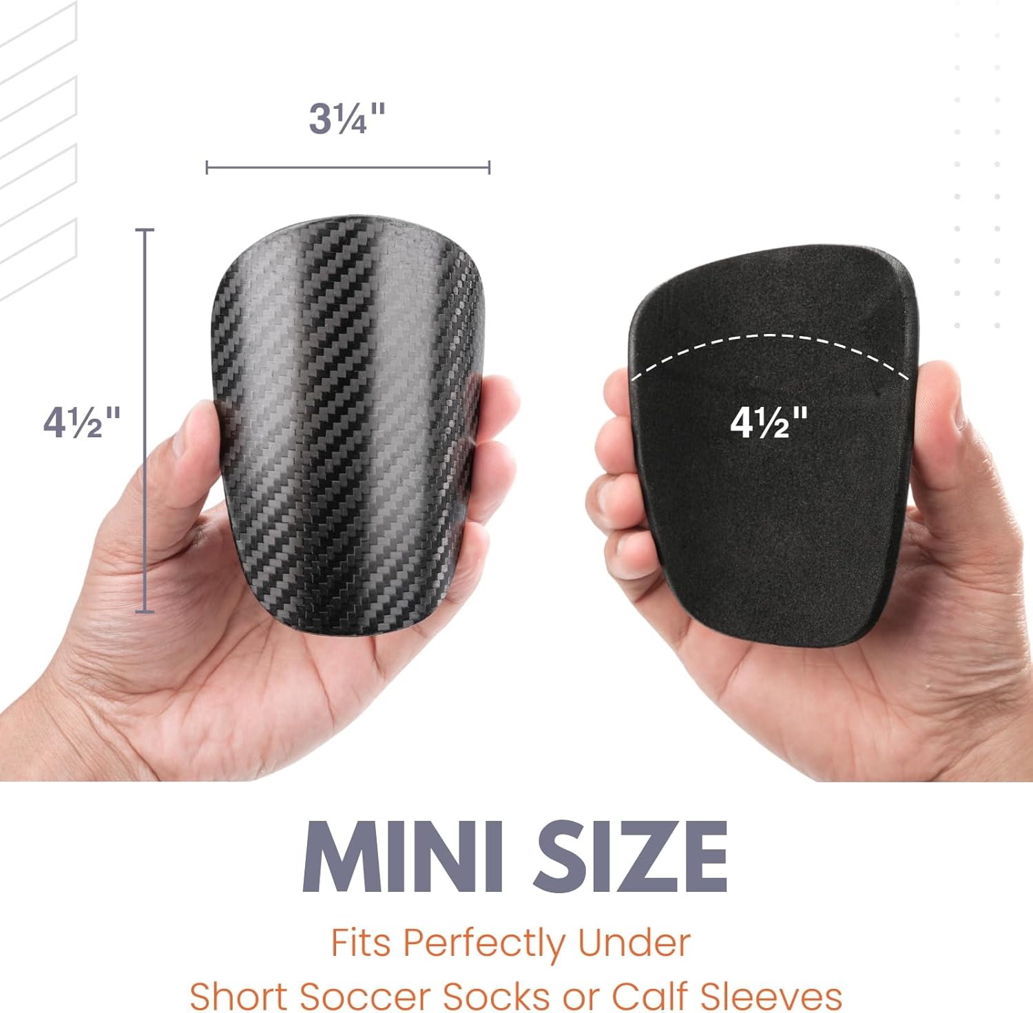 Mini Soccer Shin Guards, Carbon Fiber, Black,