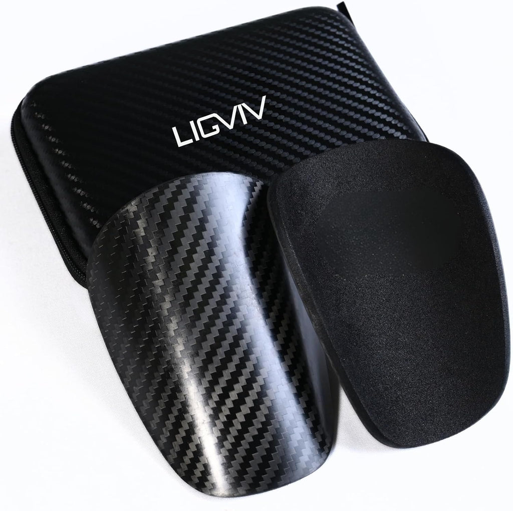 Mini Soccer Shin Guards, Carbon Fiber, Black,