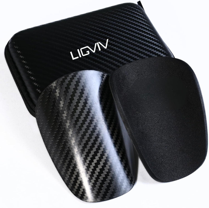 Mini Soccer Shin Guards, Carbon Fiber, Black,